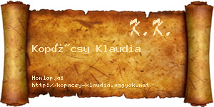 Kopácsy Klaudia névjegykártya